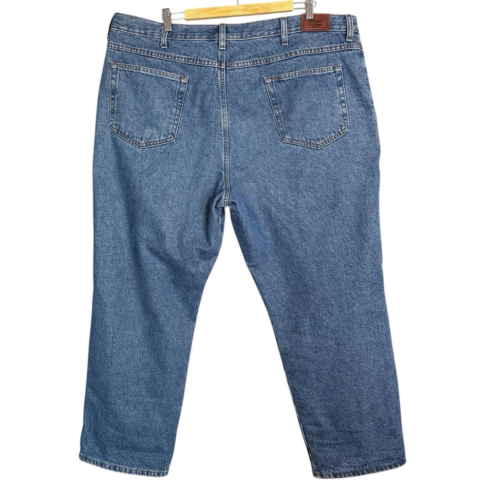 L.L. Bean Double L Mens Flannel Lined Blue Denim Jeans Size 44x30 100220 Classic - Picture 7 of 10